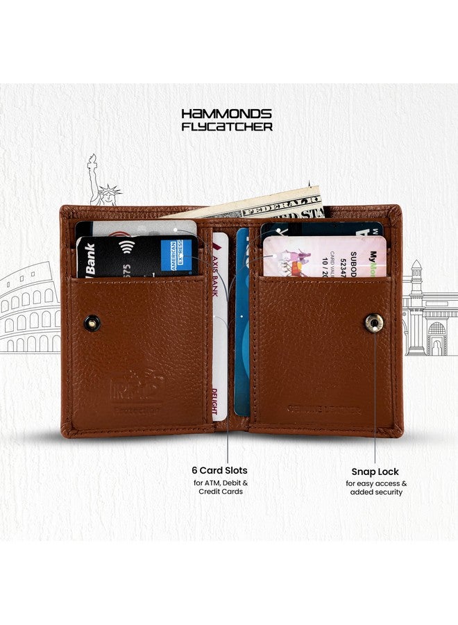  هاموندز فلاي كاتشر حامل بطاقات من الجلد الأصلي من HAMMONDS FLYCATCHER للرجال، حامل بطاقات ائتمان، محفظة بطاقات ائتمان رفيعة قابلة للطي ومحمية بتقنية RFID للرجال مع 6 فتحات للبطاقات وفتحة واحدة للعملات المعدنية وزر كبس معدني - بني - Image 5