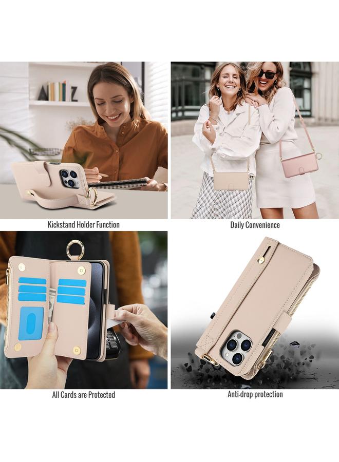 زبون جراب هاتف iPhone 11 Pro Max Crossbody Ring محفظة جلدية متعددة الوظائف - Image 4