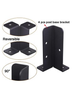 General 4-Piece Adjustable Timber Gazebo Fence Base Support Set Fits 1.5 × 1.5, 2 × 2, 2 × 4, 4 × 4, Black Heavy Duty Reversible Anchor Base Support Postbox  - Image 3