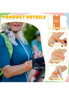 Henoyso 1800 Pcs Paper Wristbands Event Wristbands Numbered Waterproof Wrist Bands For Events Day Of The Week Paper Bracelets Wristbands For Kid Adult Friday Saturday Sunday (Orange Blue Green)  - Image 3