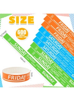 Henoyso 1800 Pcs Paper Wristbands Event Wristbands Numbered Waterproof Wrist Bands For Events Day Of The Week Paper Bracelets Wristbands For Kid Adult Friday Saturday Sunday (Orange Blue Green)  - Image 2
