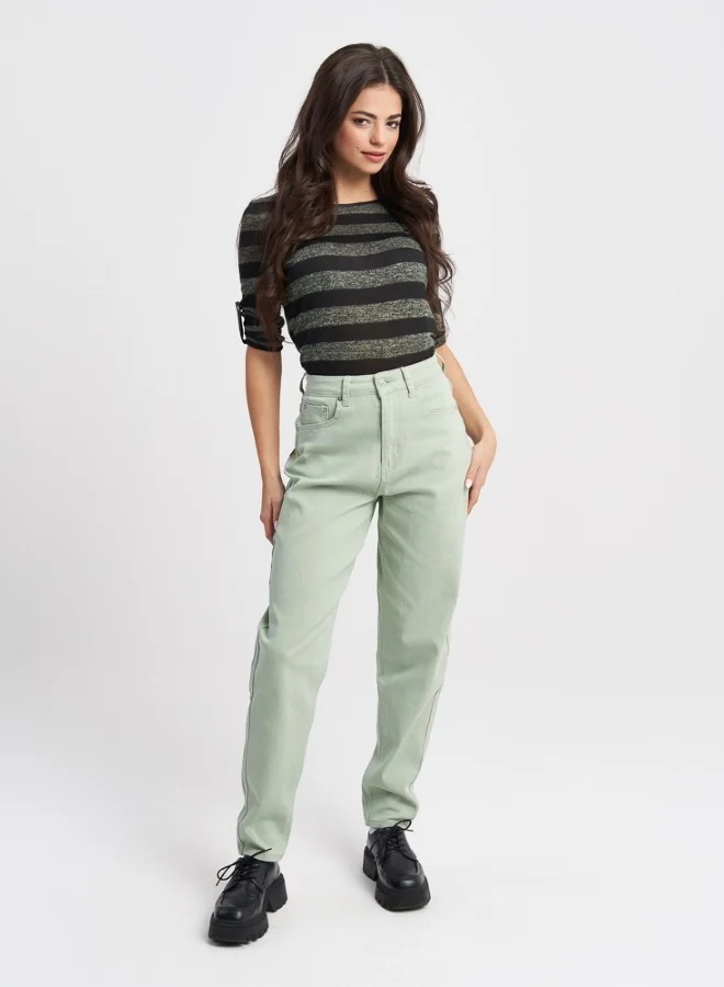 HaILYS Mint Green High-Waist Jeans
