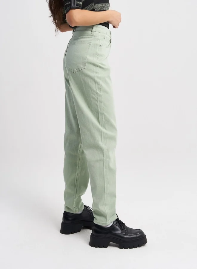 HaILYS Mint Green High-Waist Jeans