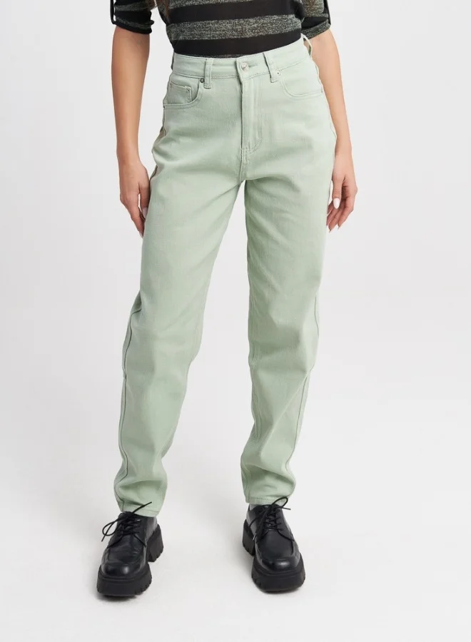 HaILYS Mint Green High-Waist Jeans