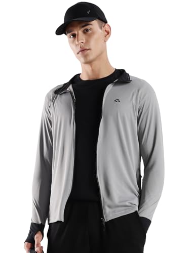 ADRO Sunscreen Jacket for Men UV Sun Advanced Protection Running Jackets For Men Biker Jackets with Zipper Sports jacket for men | SSJ-PLN-GR-M - Image 1