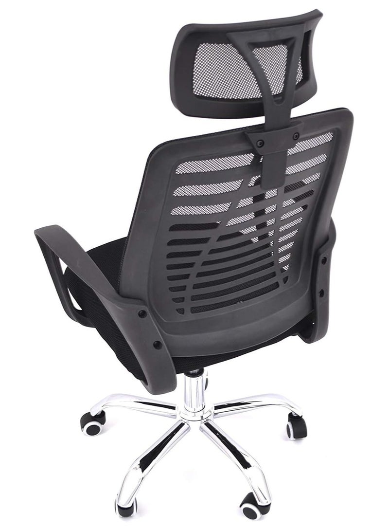 كاما كرسي مكتب شبكي متحرك لون اسود - قاعدة كروم من كاما - Image 2