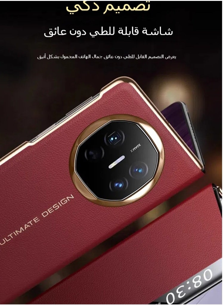 General - Smart Leather Case Compatible with Huawei Mate X6  Electroplating Full Protective Shell with Intelligent Window For Mate X6 Phone - Image 1