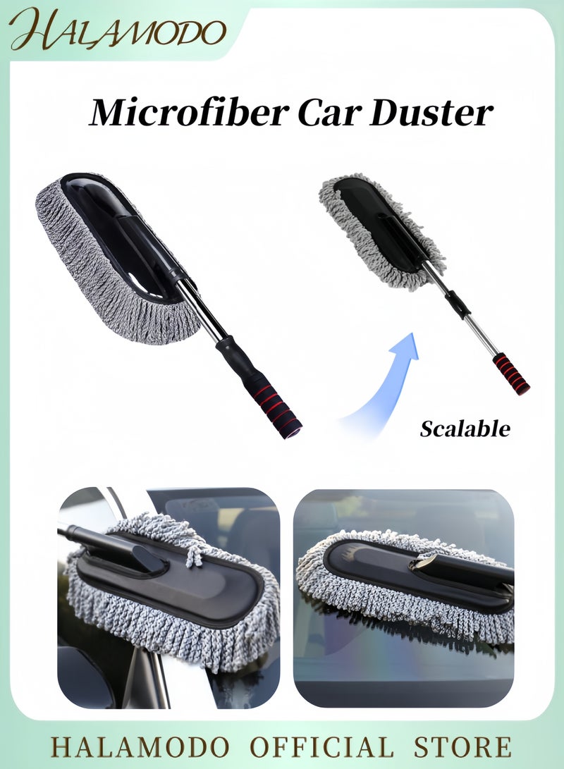 HALAMODO Microfiber Car Duster Removable Telescopic Car Wash Brush Car Dusting Tool with Long Retractable Handle Car Mop Wax Dash DusterExterior & Interior Cleaner for Car & Home Use - Image 1