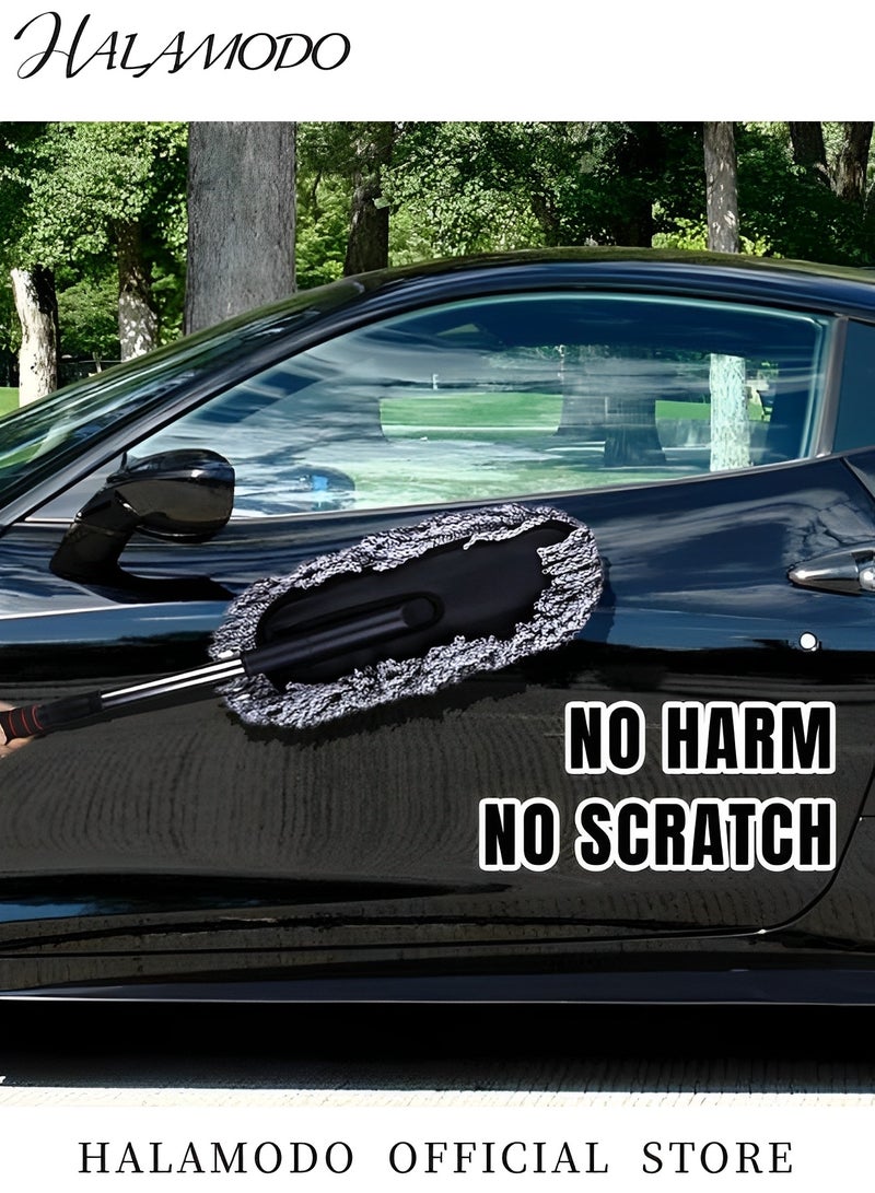 HALAMODO Microfiber Car Duster Removable Telescopic Car Wash Brush Car Dusting Tool with Long Retractable Handle Car Mop Wax Dash DusterExterior & Interior Cleaner for Car & Home Use - Image 3