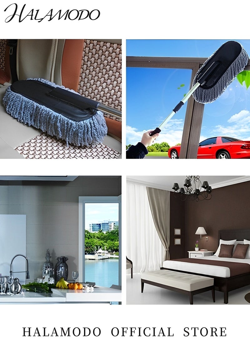 HALAMODO Microfiber Car Duster Removable Telescopic Car Wash Brush Car Dusting Tool with Long Retractable Handle Car Mop Wax Dash DusterExterior & Interior Cleaner for Car & Home Use - Image 5