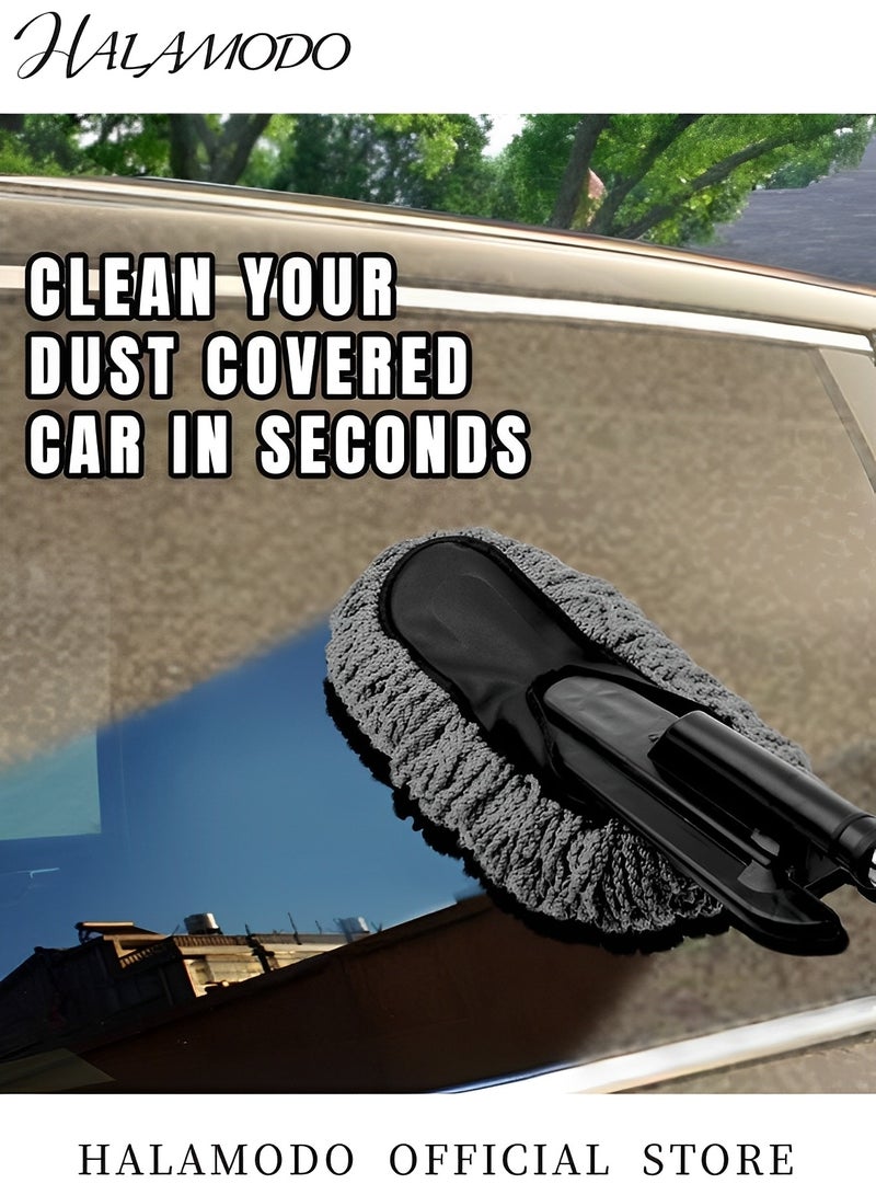 HALAMODO Microfiber Car Duster Removable Telescopic Car Wash Brush Car Dusting Tool with Long Retractable Handle Car Mop Wax Dash DusterExterior & Interior Cleaner for Car & Home Use - Image 2