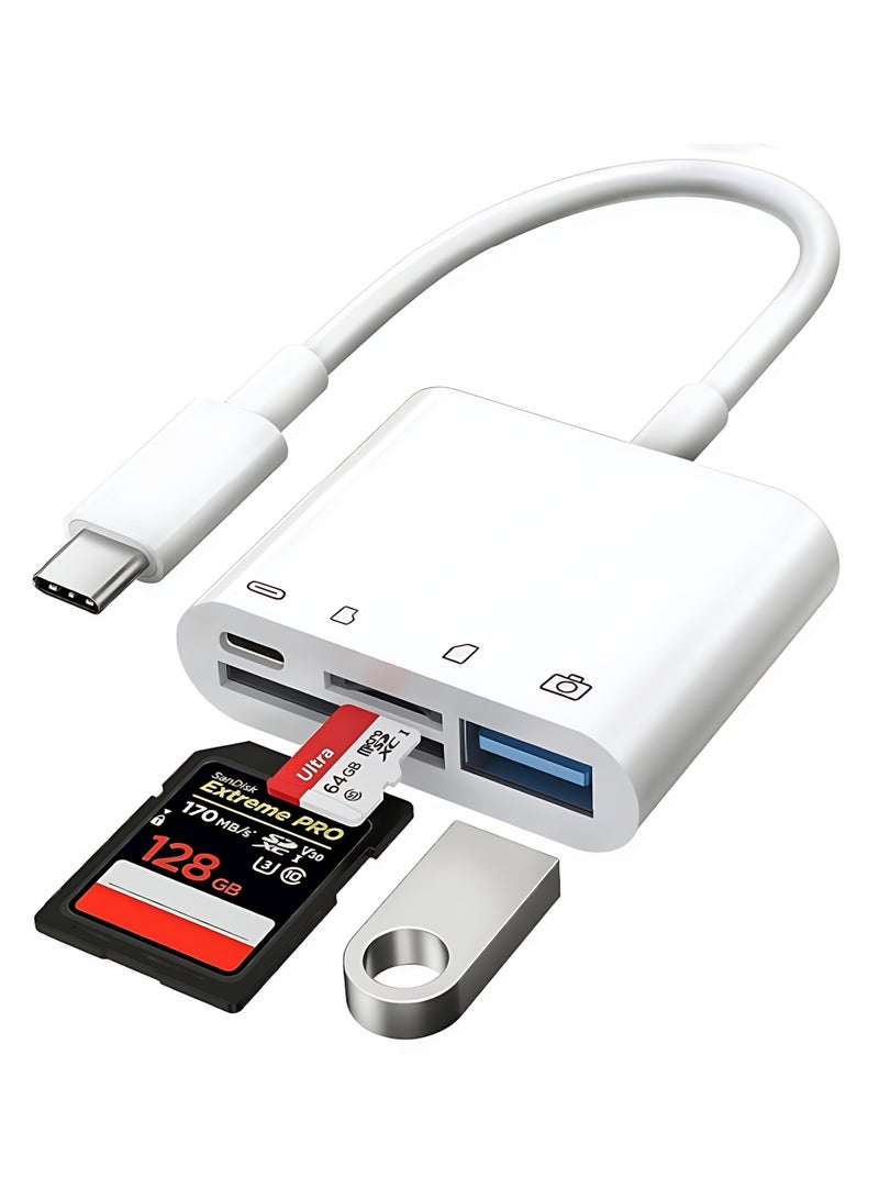 USB C SD TF Memory Card Reader, 4-in-1 Type C Card Reader, Compatible with Windows/Mac/Linux and More USB C Devices - Image 1