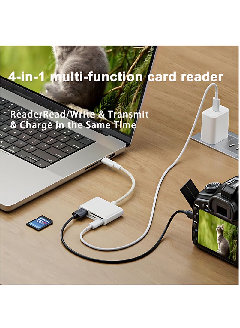 USB C SD TF Memory Card Reader, 4-in-1 Type C Card Reader, Compatible with Windows/Mac/Linux and More USB C Devices