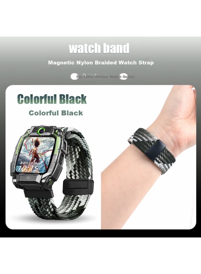 Mssm Nylon Magnetic Watch Strap For Small Genius Phone Watch Z10/z9/z8a Children's Student Watch Z7s/z6p/z6/d3/q2a/z6s Obsidian Black Grey - Image 3