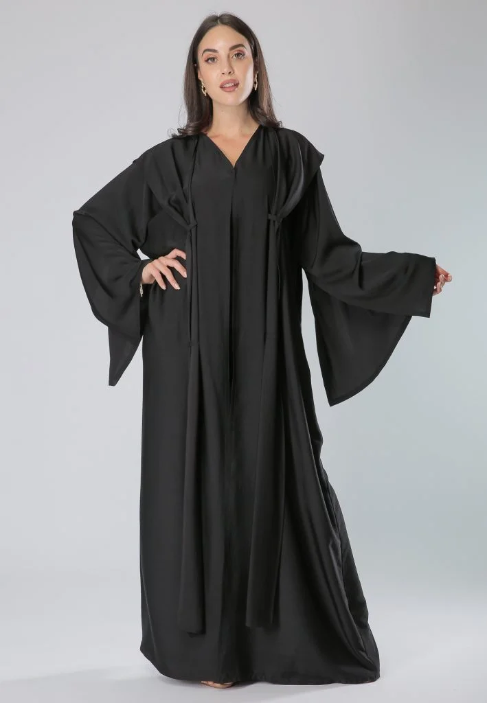 Moistreet Bell Sleeves Knotted Layer Abaya
