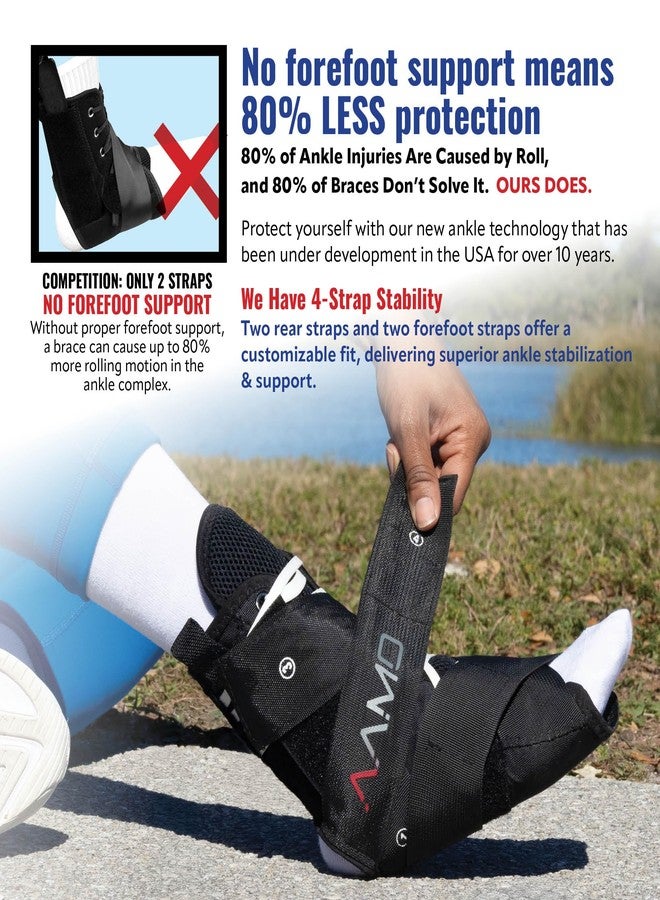 Braceapedia AAMO Sport Lace Up Ankle Brace for Women & Men - Professional Orthopedic Ankle Support & Foot Brace for Sports, Stabilizer & Active Protection - Breathable Neoprene - Black, Size M - Image 5