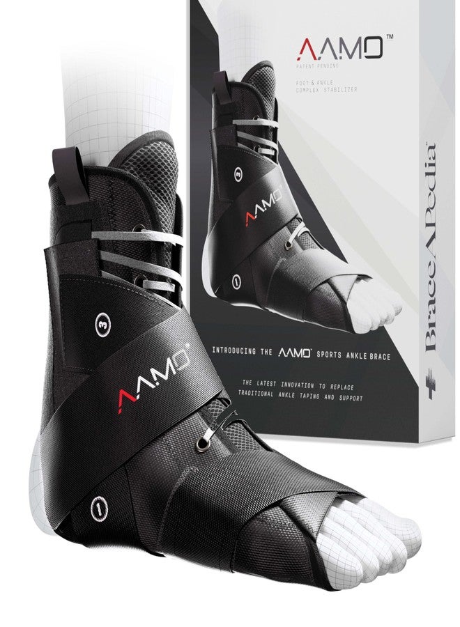 Braceapedia AAMO Sport Lace Up Ankle Brace for Women & Men - Professional Orthopedic Ankle Support & Foot Brace for Sports, Stabilizer & Active Protection - Breathable Neoprene - Black, Size M - Image 1