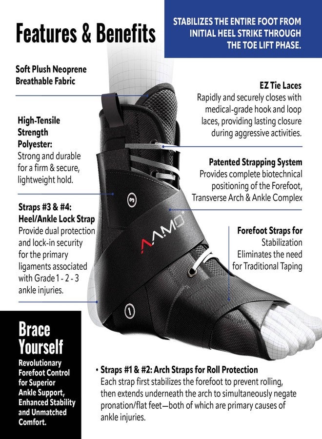 Braceapedia AAMO Sport Lace Up Ankle Brace for Women & Men - Professional Orthopedic Ankle Support & Foot Brace for Sports, Stabilizer & Active Protection - Breathable Neoprene - Black, Size M - Image 4