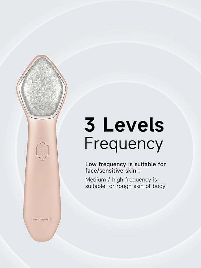NEWDERMO Microdermabrasion Machine Pro Large Diamond Electric Microdermabrasion Wand Tool With 3 Levels Frequency for Face Body Exfoliate Skin CarePink