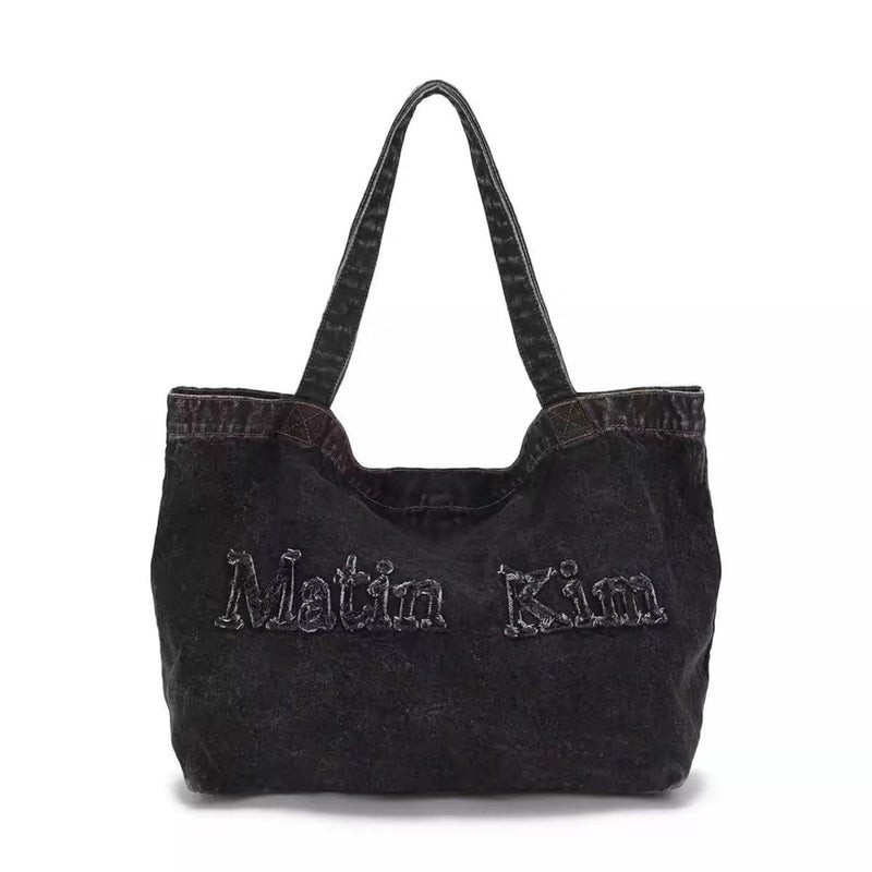 Women's Denim Tote Bag with Embroidered Logo - Image 1