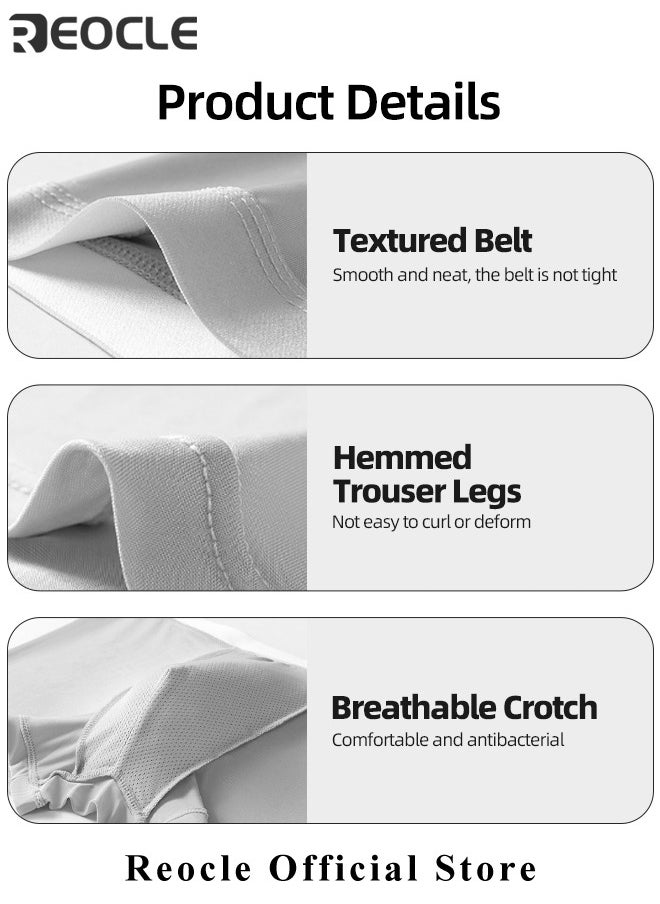 REOCLE - Men's Boxer Briefs 4 Packs Ice Silk Mesh Soft Underwear Breathable Cool Boxer Briefs Breathable Soft Moisture-Wicking Underwear Ultra-thin Stretch Boxers - Image 1