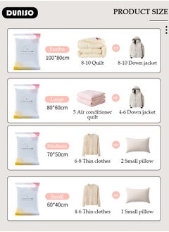DUNISO Vacuum Storage Bags- Pack of 10 (2 Jumbo + 2 Large + 2 Medium + 4 Small) Reusable Compression Bags Space Saver for Packing, Clothes, Comforters, Blankets  - Image 4