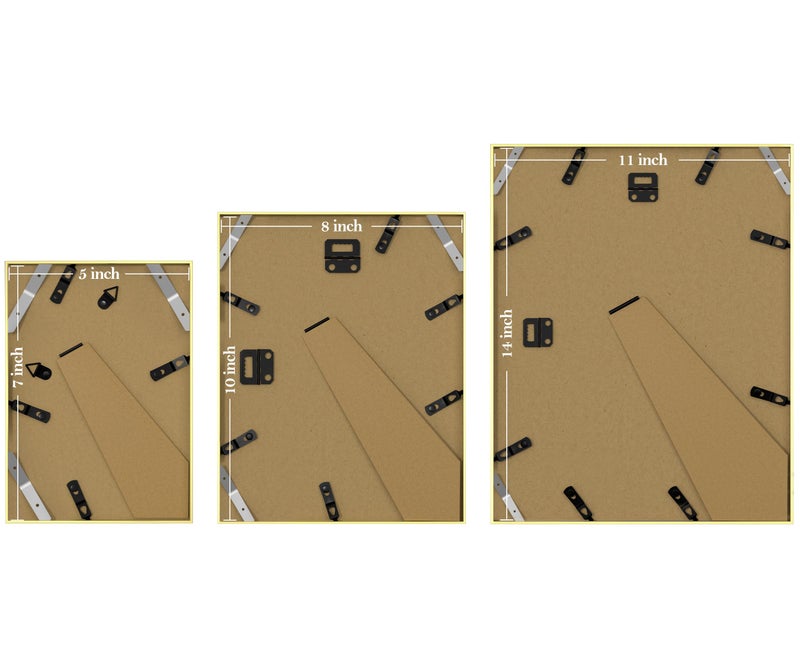 eletecpro Aluminum Gallery Wall Frame Set of 7, Including 1Pc 11x14, 2Pcs 8x10, 4Pcs 5x7 Photo Frames for Wall or Tabletop Display, Multiple Sizes Picture Frames Collage Wall Decor, Gold - Image 4