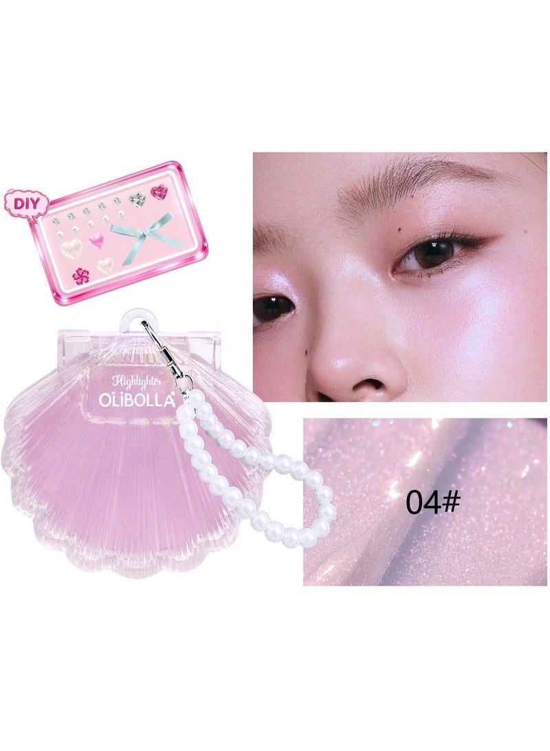 OLIBOLLA Shell Highlighter Power with Pearl Strap and DIY Decoration Card (Pink Lilac Glow) - Image 2