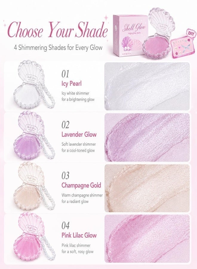 OLIBOLLA Shell Highlighter Power with Pearl Strap and DIY Decoration Card (Pink Lilac Glow) - Image 3