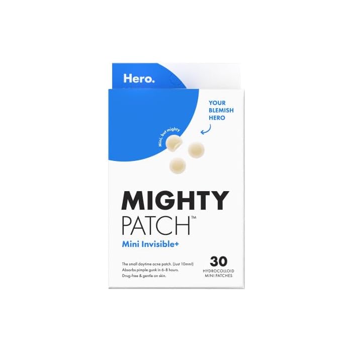 Mighty Patch Mini Invisible+ Patches - X-Small Daytime Hydrocolloid Acne Pimple Patches for Covering Zits & Blemishes, Blends Into Skin & Barely There (30 Count, 10mm Patch)