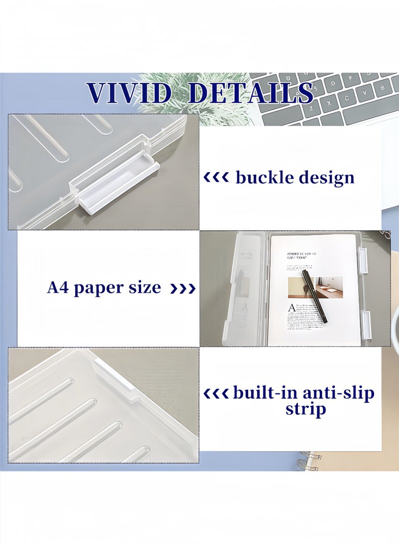 Peachjoy 4 Pcs Portable Project Case Clear A4 File Box Transparent File Slim Cases Plastic Storage File Boxes Board Game Storage Organizer,12.1 x 9.1 Inch - Image 3
