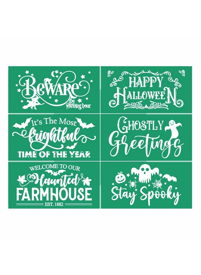 JAJADO Self Adhesive Silk Screen Stencils Farmhouse Halloween Diy Stencils Ghost Bat Witch Spooky Chalk Paint Stencils For Painting On Wood Tshirt Chalkboard Canvas Vintage Halloween Decor - Image 1