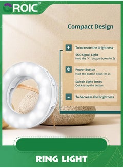 GROIC Selfie Ring Light for Phone with 3 Light Temperatures, Ring Light Clip, Portable Rechargeable Clip-on Ring Light with 40 LEDs for Mobile, Laptop, Zoom Meeting, Makes up, Video Calls, Streaming, Selfie  - Image 3
