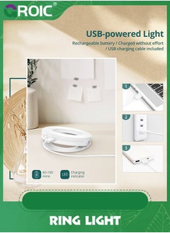 GROIC Selfie Ring Light for Phone with 3 Light Temperatures, Ring Light Clip, Portable Rechargeable Clip-on Ring Light with 40 LEDs for Mobile, Laptop, Zoom Meeting, Makes up, Video Calls, Streaming, Selfie  - Image 4