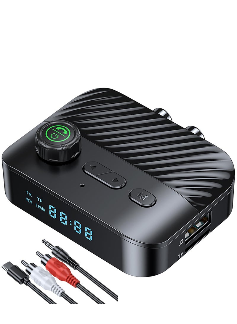 Bluetooth Transmitter Receiver with Display, V5.3 for Home Stereo, Headphones, Speakers, TV, Low Latency - Image 1