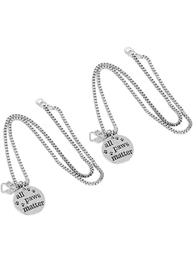 Yarnoe Dog Tag Necklace Set 2pcs Pet Charms Paw Design Fashion - Image 1