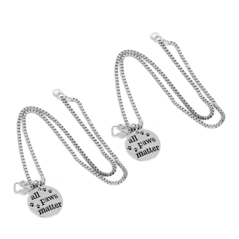 Yarnoe Dog Tag Necklace Set 2pcs Pet Charms Paw Design Fashion - Image 2