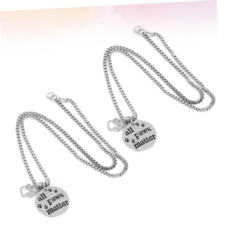 Yarnoe Dog Tag Necklace Set 2pcs Pet Charms Paw Design Fashion - Image 4