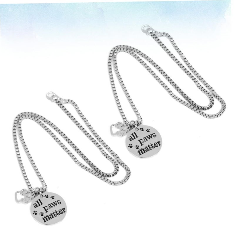 Yarnoe Dog Tag Necklace Set 2pcs Pet Charms Paw Design Fashion - Image 3