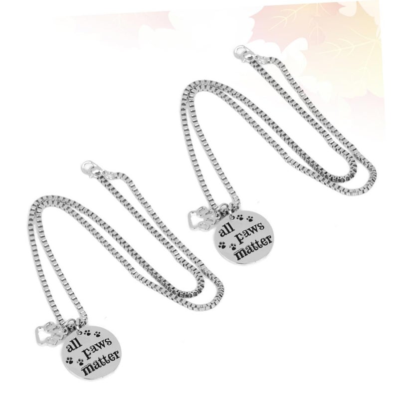 Yarnoe Dog Tag Necklace Set 2pcs Pet Charms Paw Design Fashion - Image 5