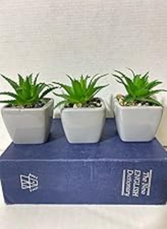 YHMALL 4 Pcs Artificial Potted Plants Artificial Potted Plants for Office Home Bedroom Bathroom Kitchen Decor (Grey 1)
