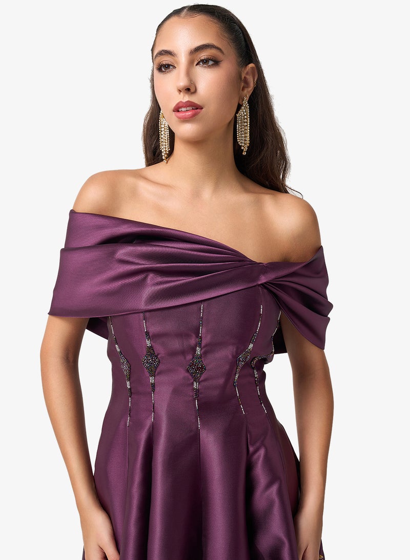 Threadz by Ajooni Off Shoulder Maxi Dress - Image 3