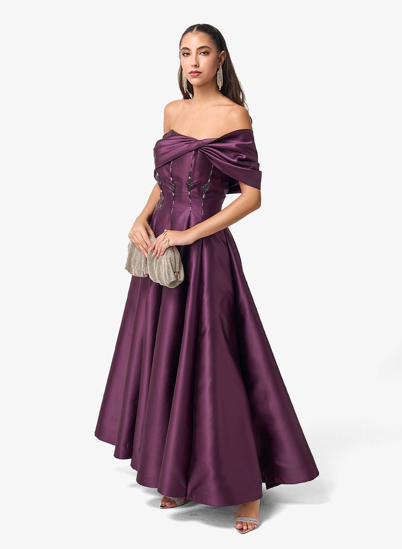 Threadz by Ajooni Off Shoulder Maxi Dress - Image 4