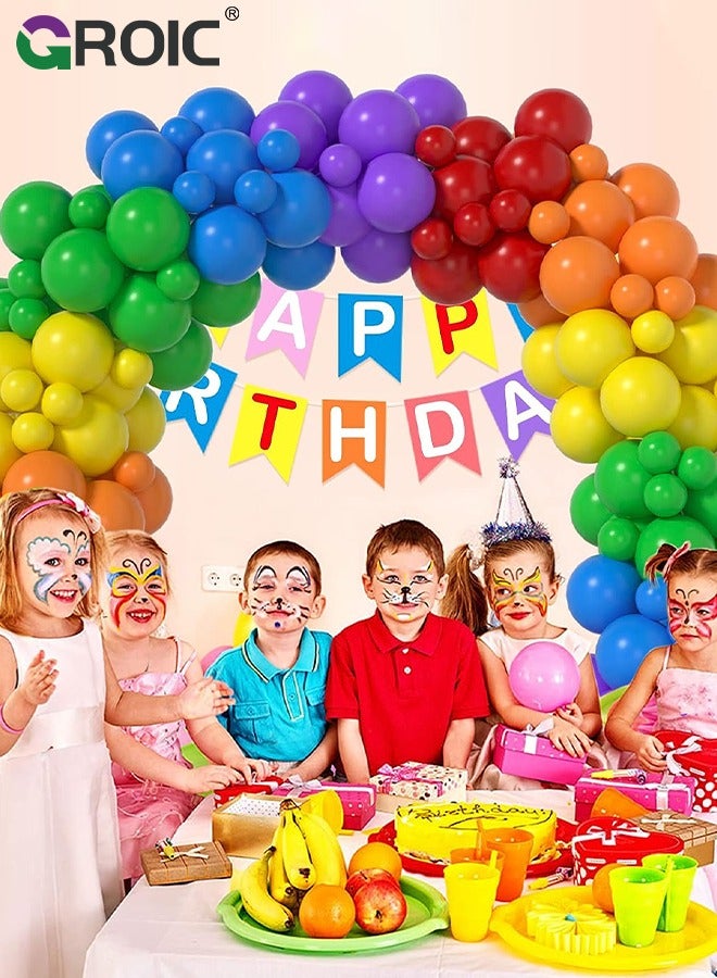 GROIC مجموعة بالونات ملونة على شكل إكليل، 129 قطعة 12 بالونة ملونة متنوعة بالونات الحفلات الملونة لتزيين حفلات أعياد الميلاد وحفلات استقبال المولود الجديد، مجموعة بالونات الحفلات، مستلزمات الحفلات - Image 5