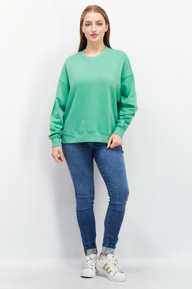 ESPRIT Women Ribbed Neck Solid Sweatshirt, Green - Image 4
