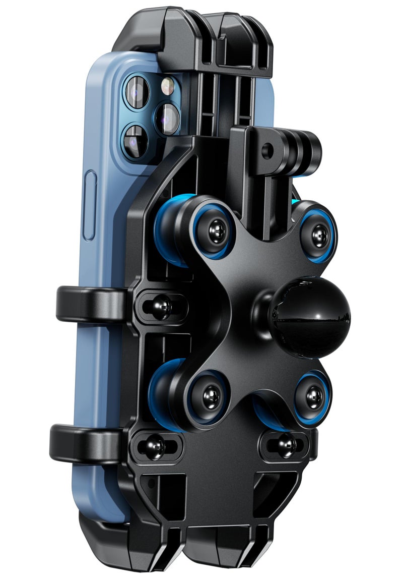 BRCOVAN 1 Ball Phone Mount Holder with Vibration Dampener Compatible with RAM Mounts B Size Double Socket Arm Adjustable Heavy Duty for Bike Motorcycle Scooter ATV UTV Fit 5469 Cellphone