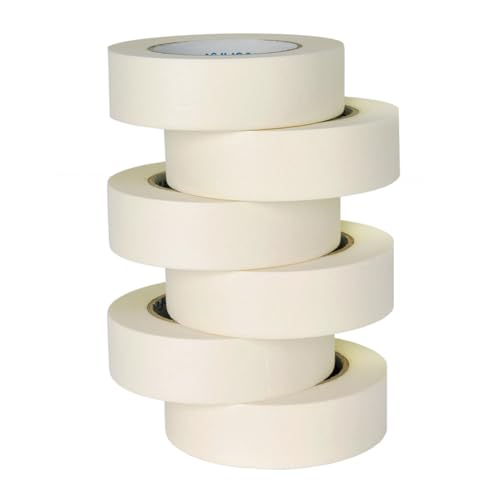 TIANBO FIRST Masking Tape 1.41 Inch Wide Thin Beige White Painters Masking Tape Bulk for Painting Home Office School Stationery, 1.41 Inches x 60 Yards, 6 Rolls - Image 1