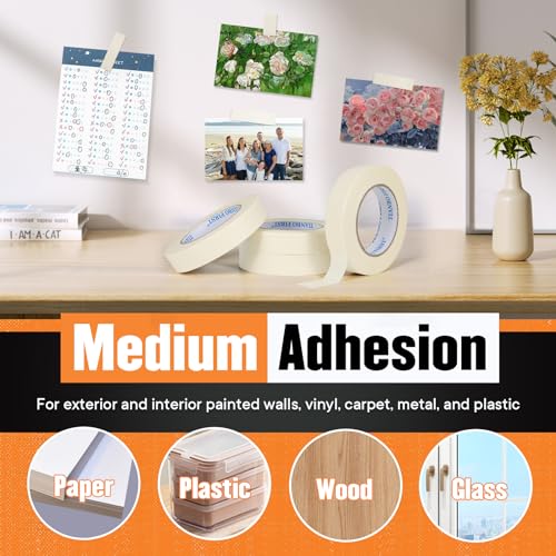TIANBO FIRST Masking Tape 1.41 Inch Wide Thin Beige White Painters Masking Tape Bulk for Painting Home Office School Stationery, 1.41 Inches x 60 Yards, 6 Rolls - Image 3