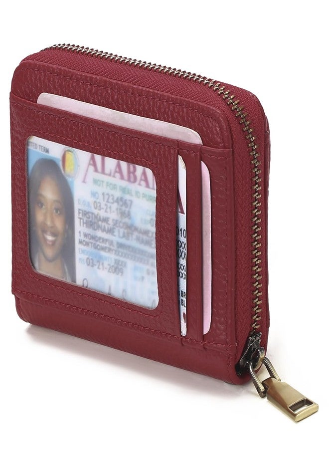 GAEKEAO محفظة بطاقات ائتمان GAEKEAO للنساء، حافظة بطاقات صغيرة من الجلد الطبيعي مع خاصية حجب RFID وجيب للعملات المعدنية ونافذة لعرض الهوية. - Image 1