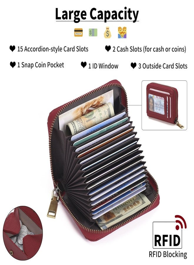 GAEKEAO محفظة بطاقات ائتمان GAEKEAO للنساء، حافظة بطاقات صغيرة من الجلد الطبيعي مع خاصية حجب RFID وجيب للعملات المعدنية ونافذة لعرض الهوية. - Image 2